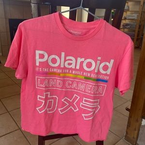 Hot pink polaroid crop top